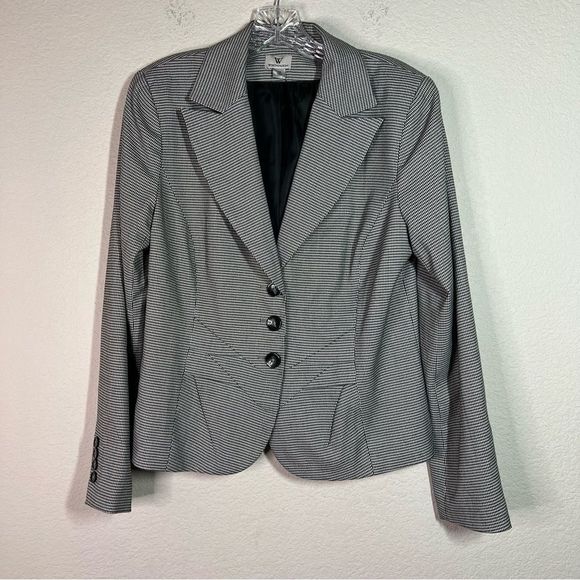 Worthington Jackets & Blazers - Worthington Black & White Houndstooth Buttoned Blazer Suit Jacket Womens Size 10